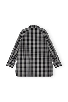 Checkered Cotton Oversized Raglan Shirt | Black