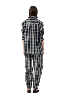 Checkered Cotton Oversized Raglan Shirt | Black