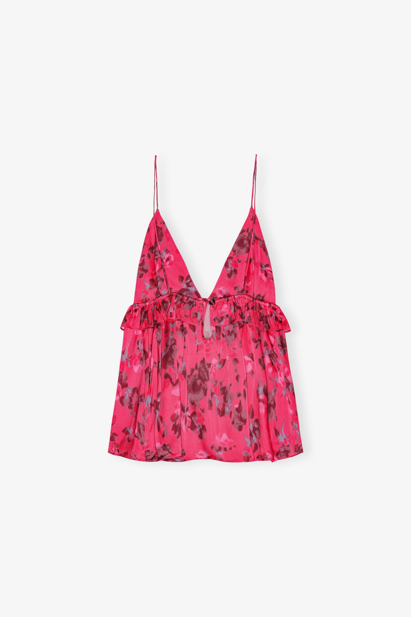 Printed Satin Strap Top | Raspberry Wine