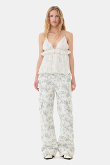 Pleated Georgette Strap Top | Tofu