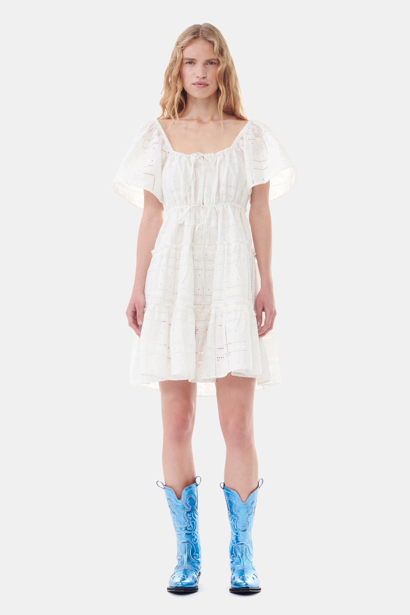 Light Broderie Anglaise Layer Dress | Egret