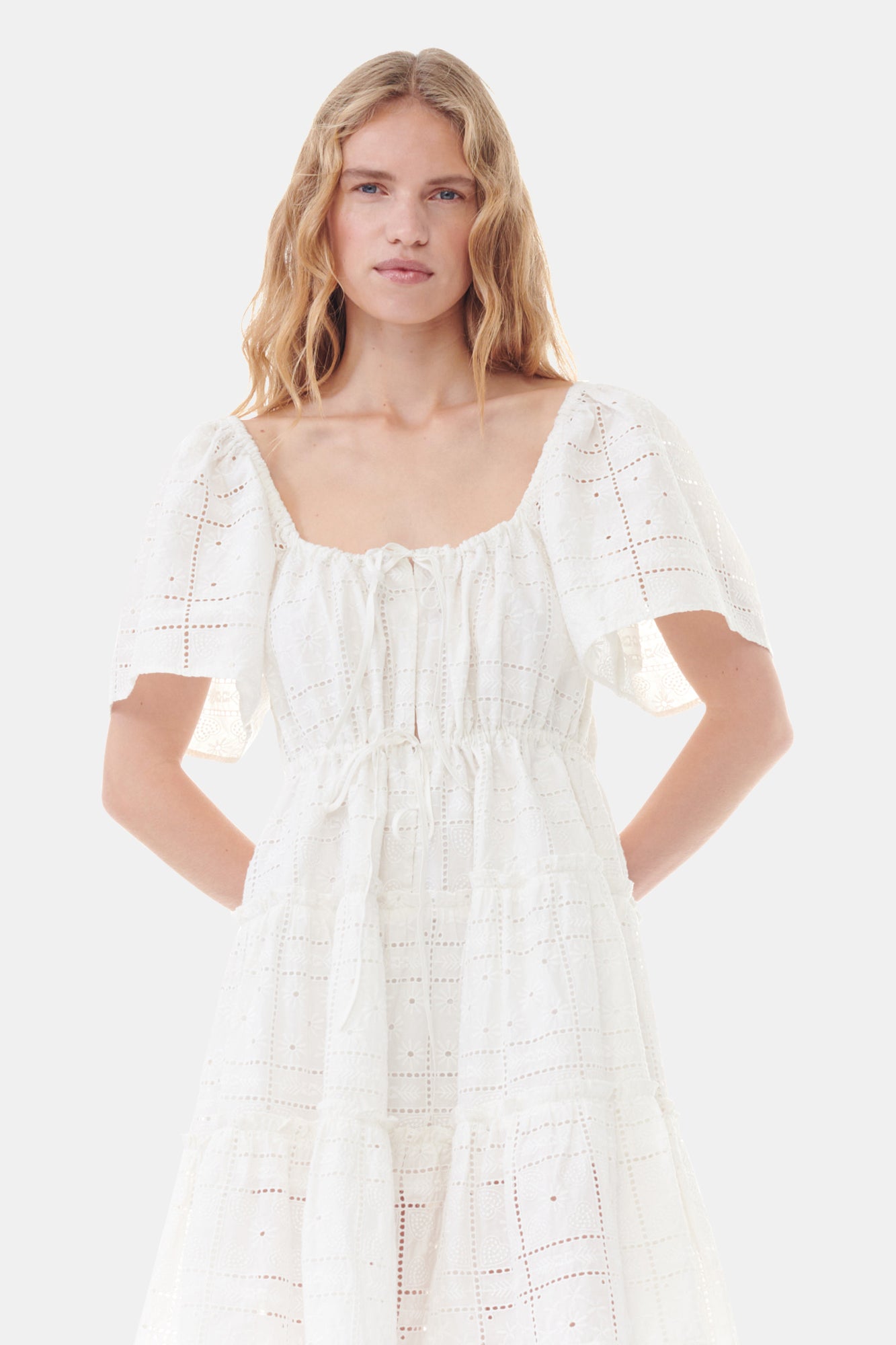 Light Broderie Anglaise Layer Dress | Egret