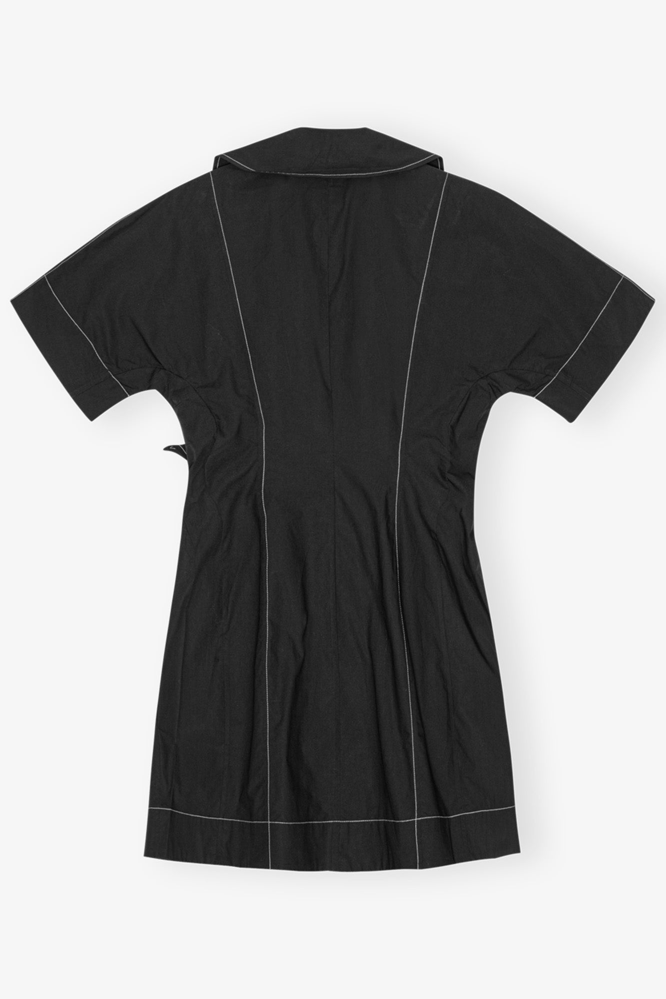 Cotton Poplin Wrap Mini Dress | Black