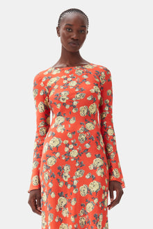 Printed Satin Maxi Dress | Poinciana
