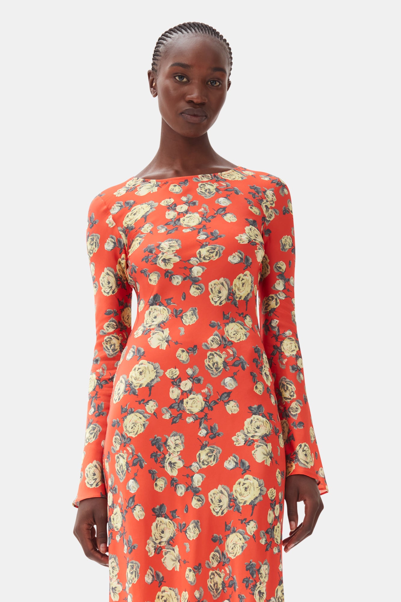 Printed Satin Maxi Dress | Poinciana