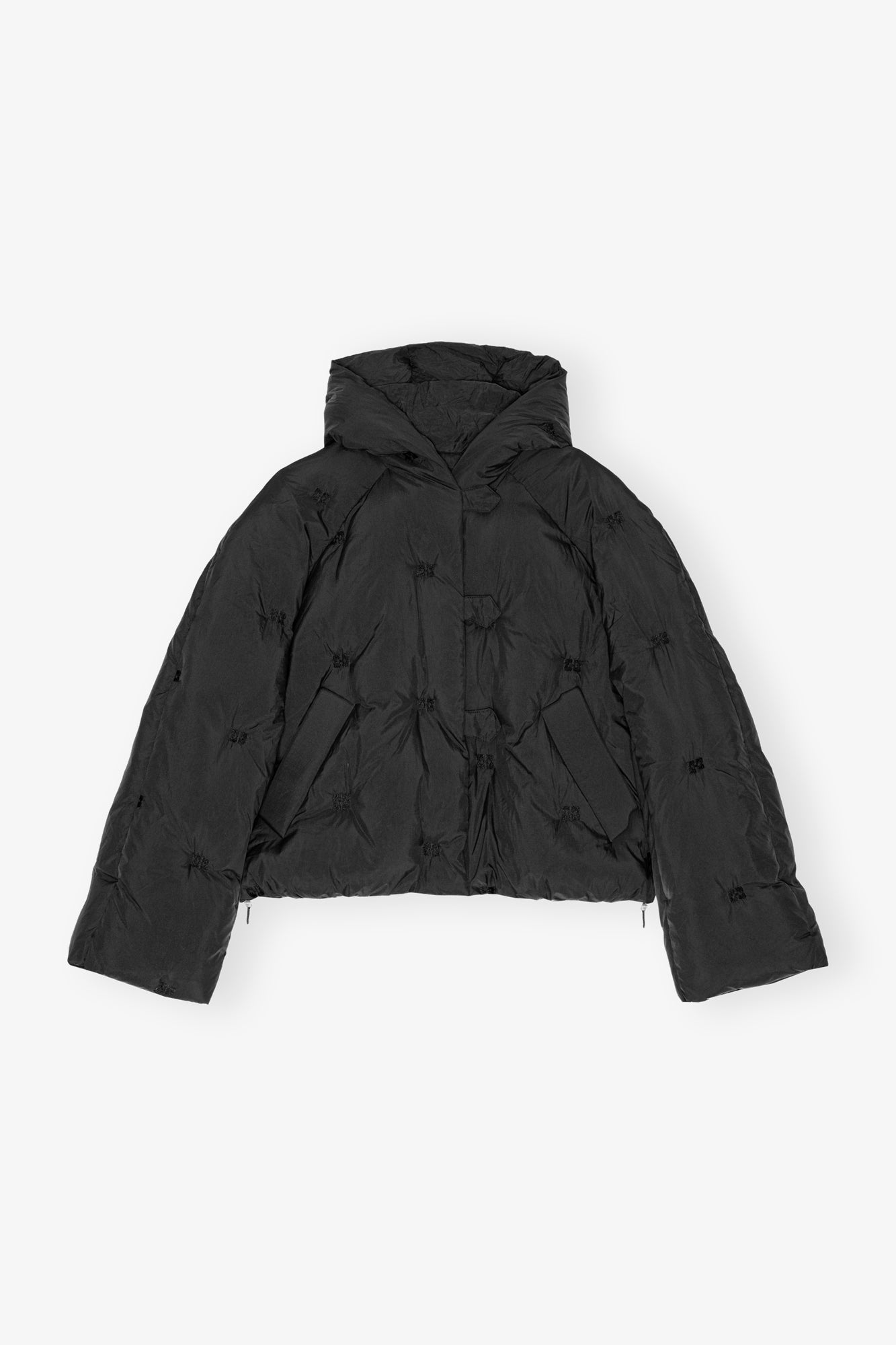 Nylon Tech Puffer Short Jacket | Black