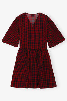 Sheer Fluid Check Tie String Wrap Dress | Winery