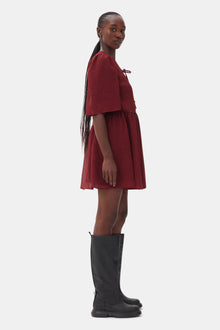 Sheer Fluid Check Tie String Wrap Dress | Winery