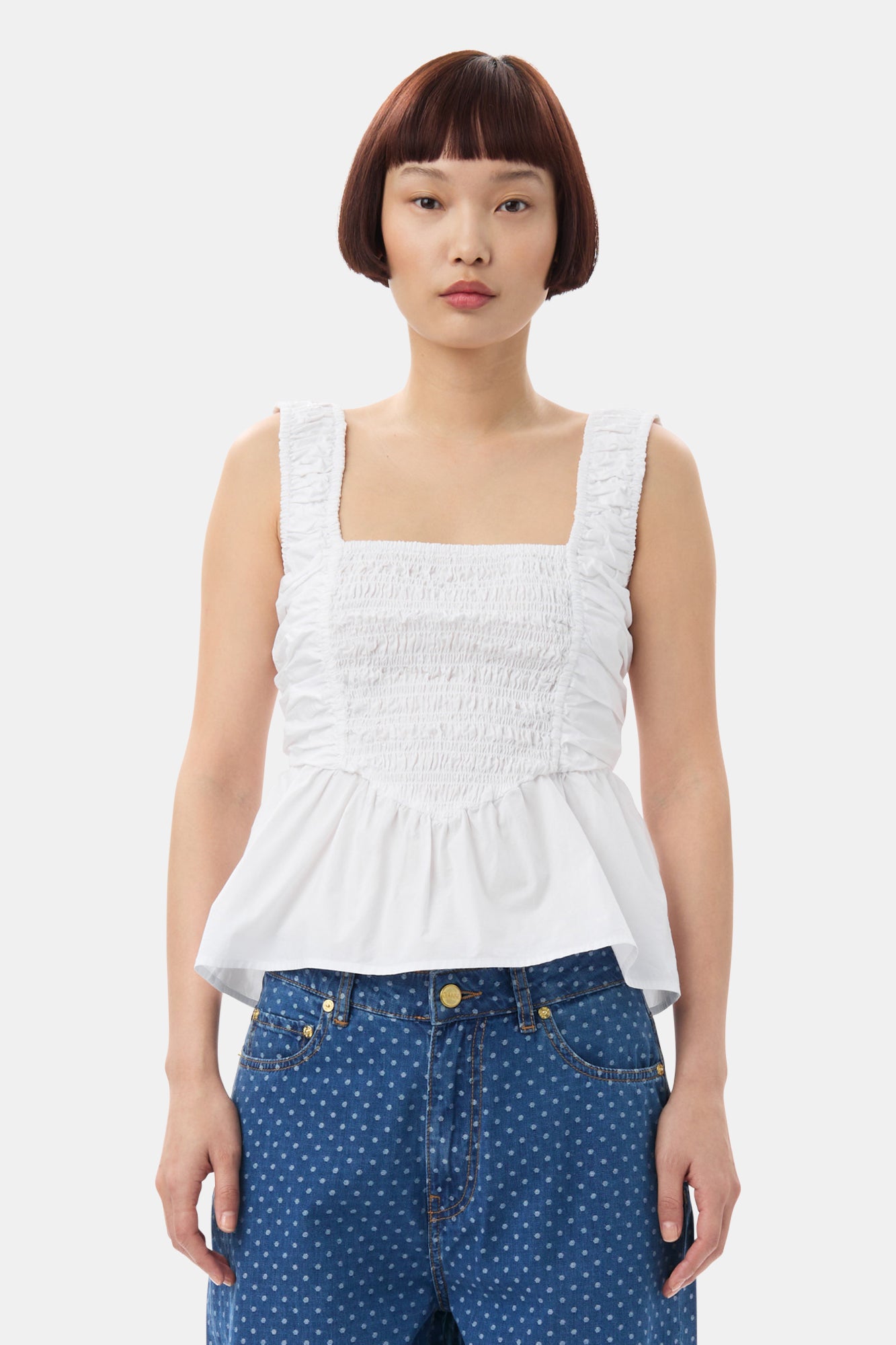 Cotton Poplin Smock Top | Bright White