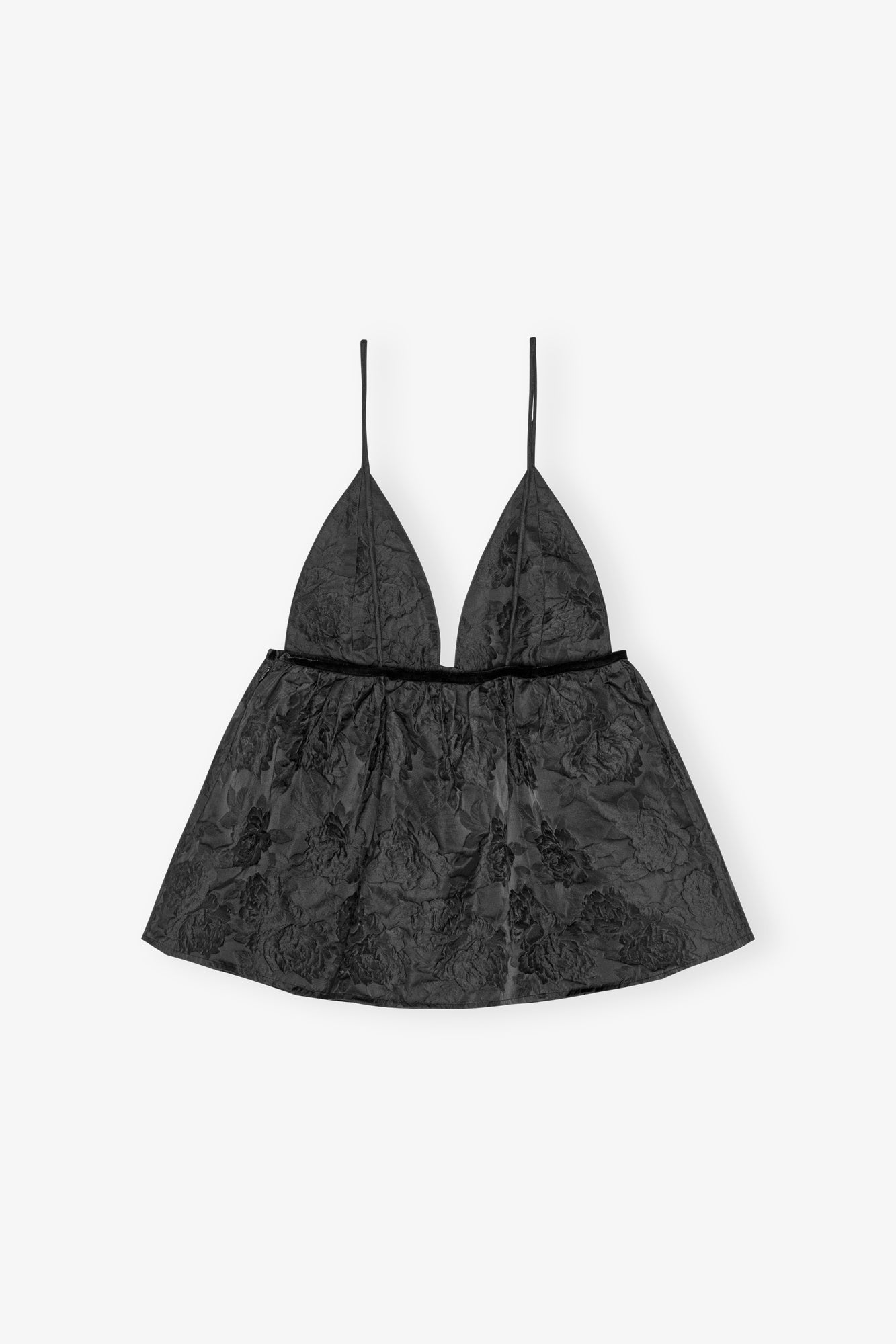 Botanical Jacquard Strap Top | Black