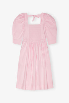 Cotton Poplin Open Neck Smock Dress | Chalk Pink