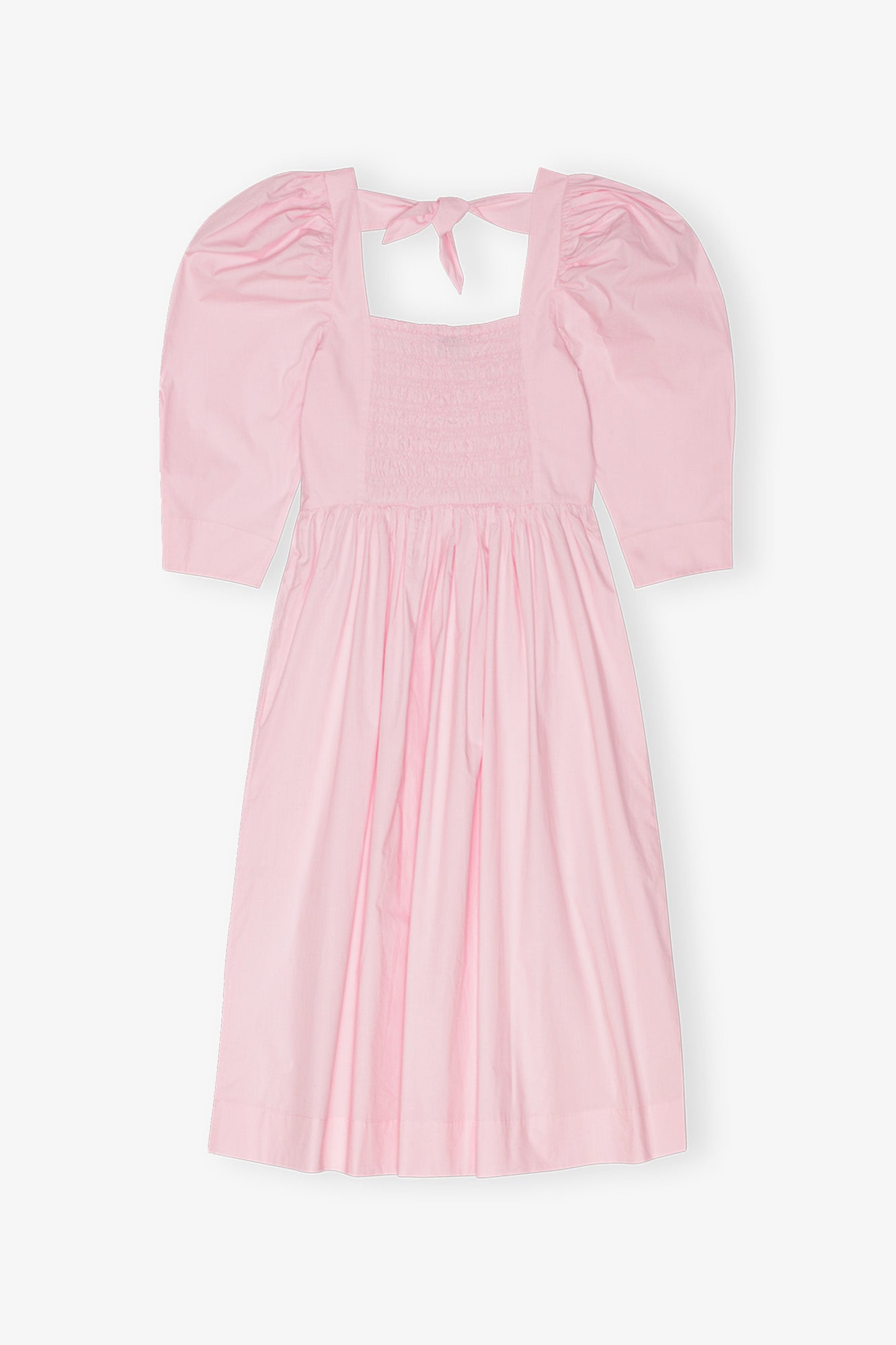 Cotton Poplin Open Neck Smock Dress | Chalk Pink