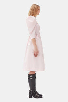 Cotton Poplin Open Neck Smock Dress | Chalk Pink