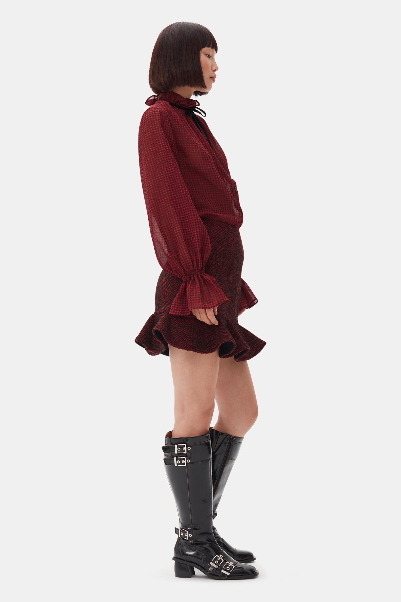 Herringbone Wool Mini Skirt | Winery