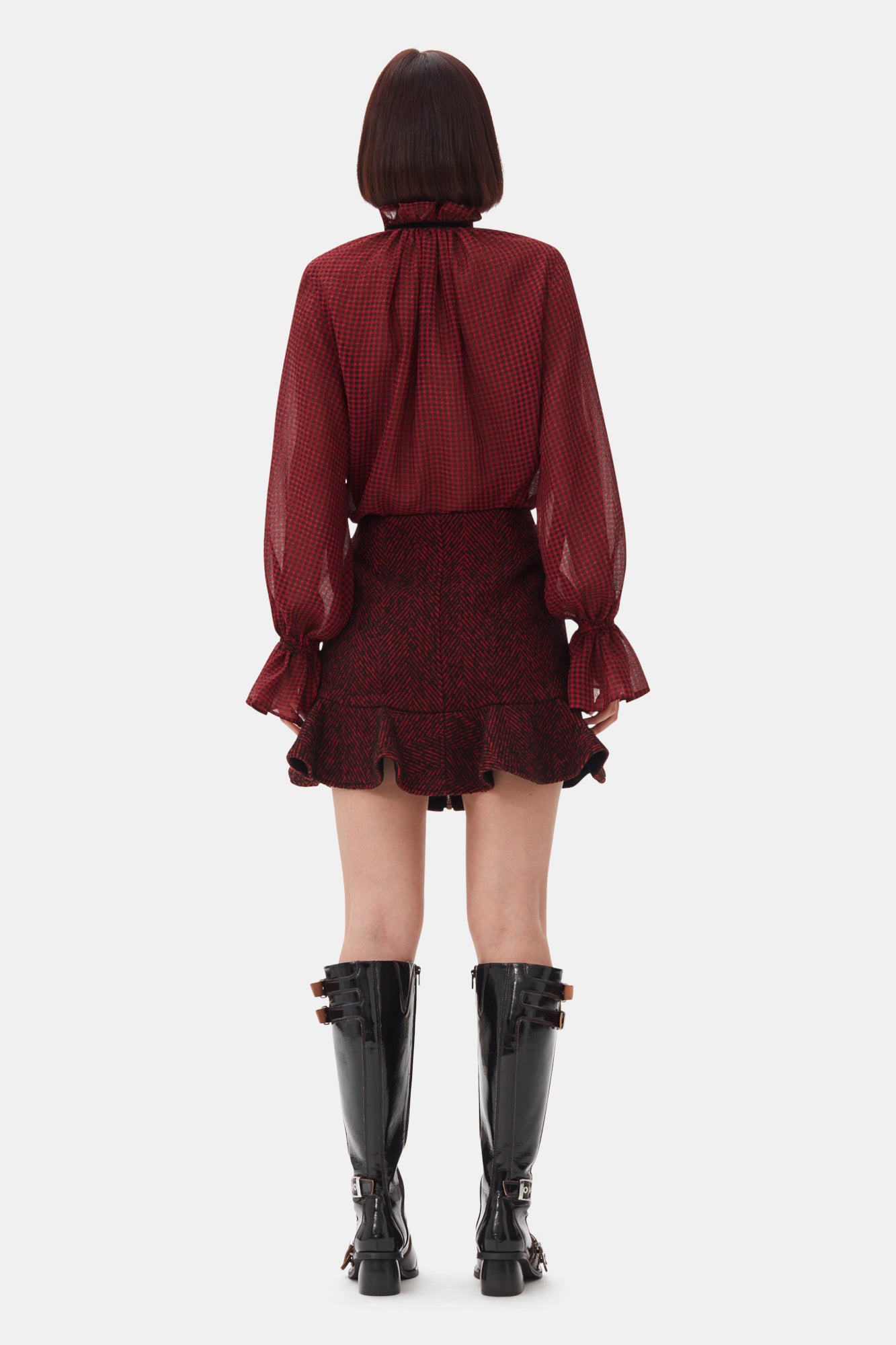 Herringbone Wool Mini Skirt | Winery