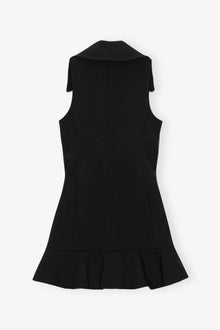 Bonded Crepe Zip Closure Mini Dress | Black