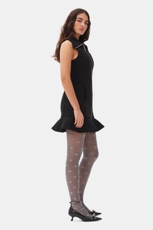 Bonded Crepe Zip Closure Mini Dress | Black