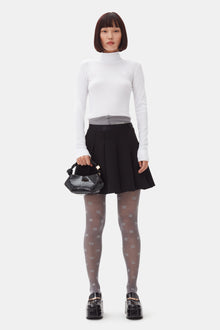 Light Twill Pleated Mini Skirt | Black