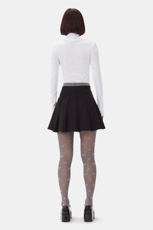 Light Twill Pleated Mini Skirt | Black