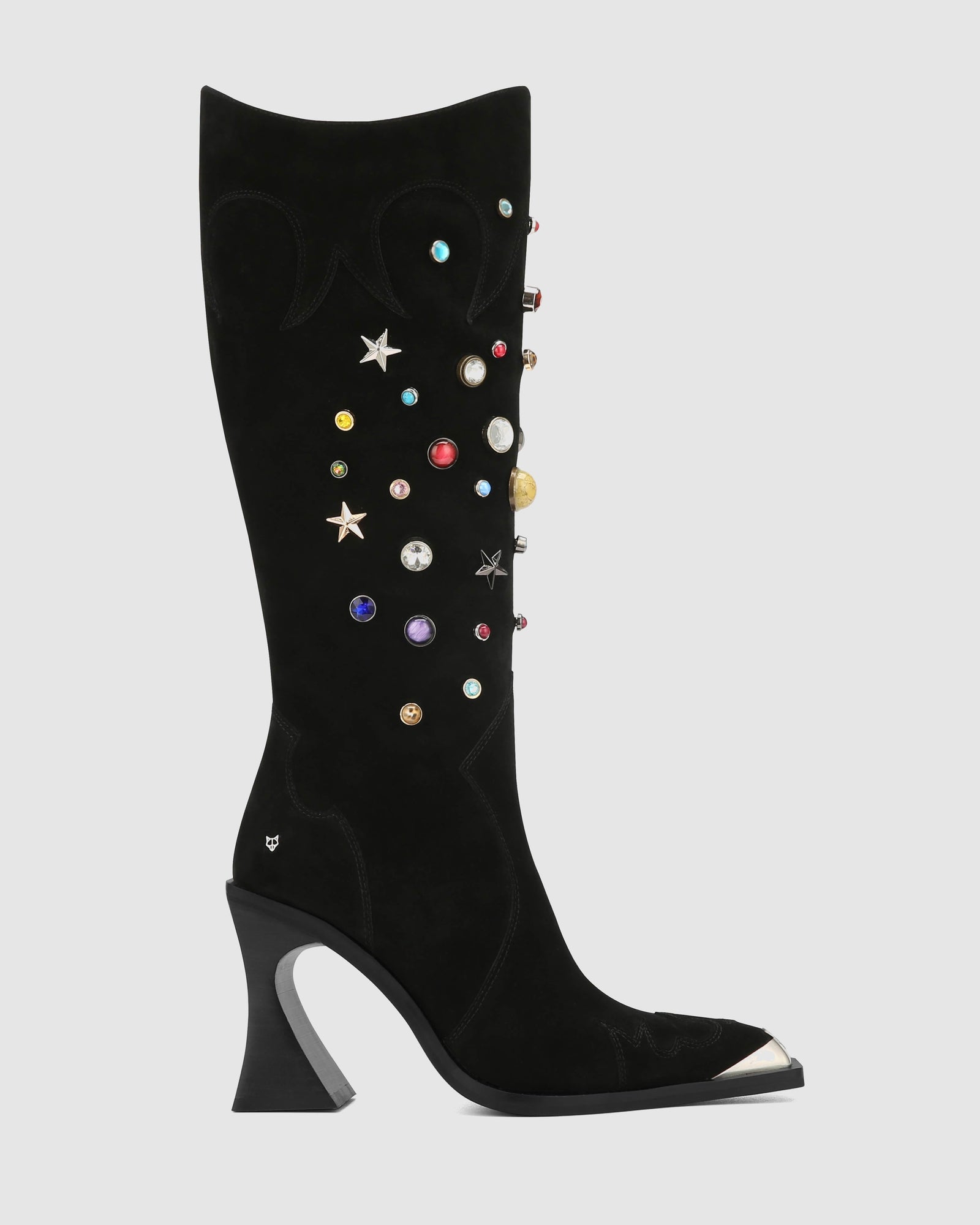Womens | Fame Cow Studded Suede Boot | Black