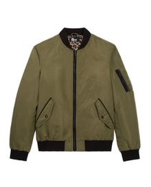 Bomber Jacket With Leopard Lining | Women | Khaki