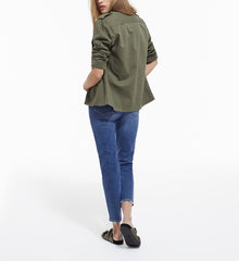 Khaki Overshirt With Leopard Print Lining | Women | Olive Night