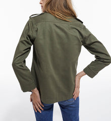 Khaki Overshirt With Leopard Print Lining | Women | Olive Night