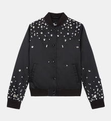 Bomber Jacket With Rhinestones | Women | Black