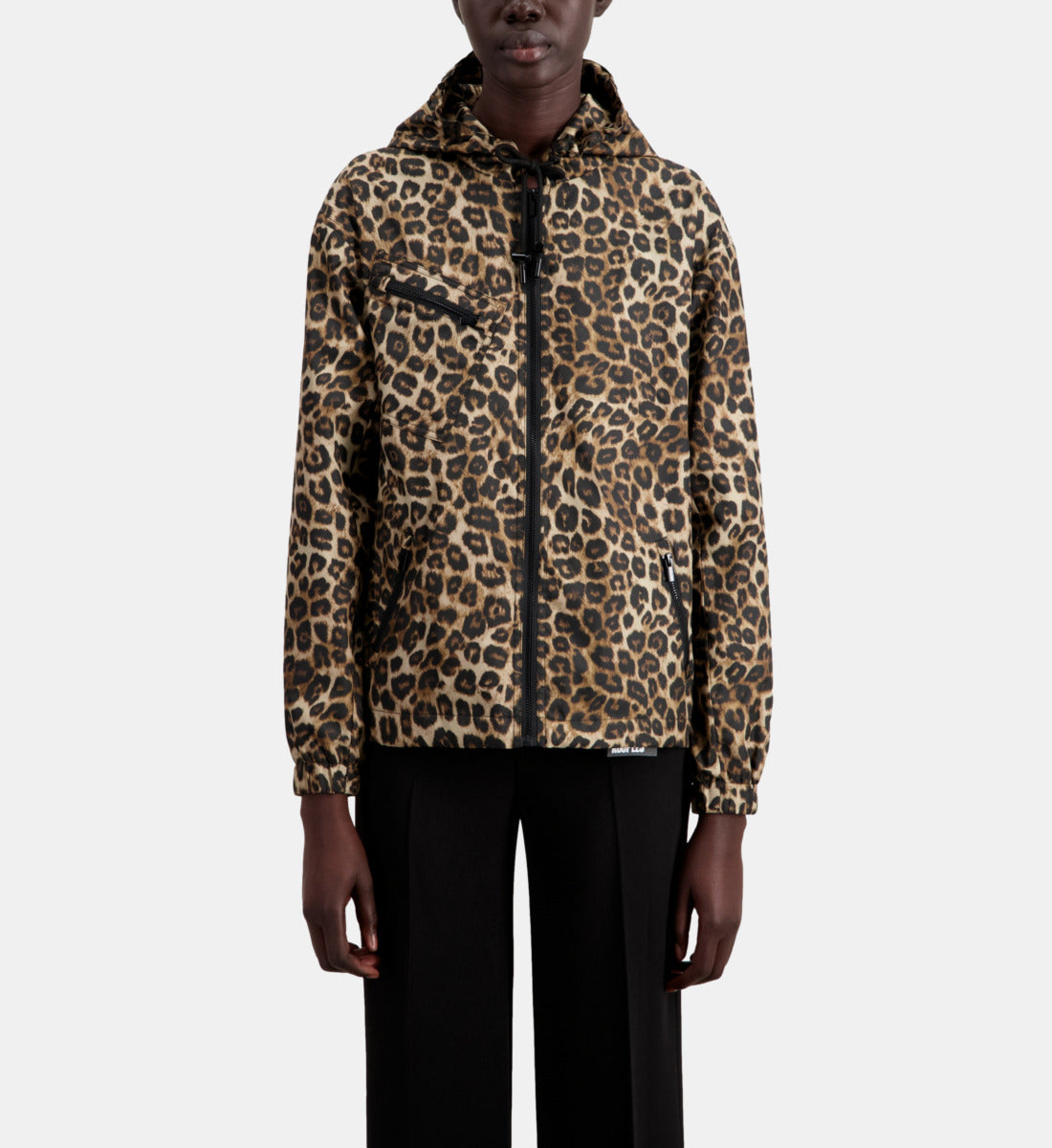 Printed Hooded Windbreaker Jacket | Women | Leopard