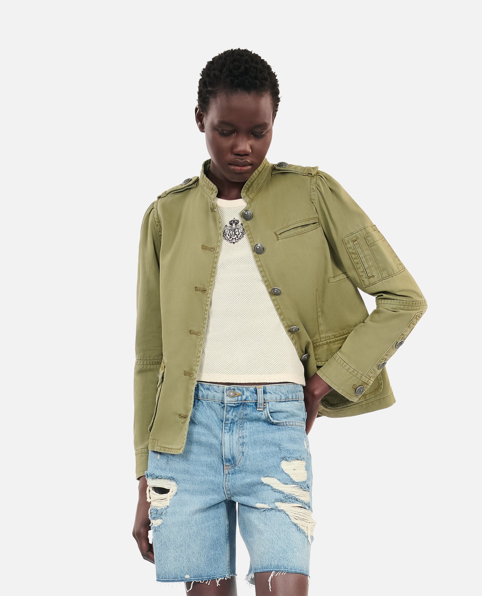 Khaki Officer Style Jacket | Women | Olive Night