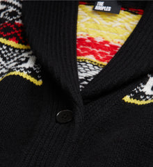 Patterned Wool Cardigan | Women | Black x Red x Yellow