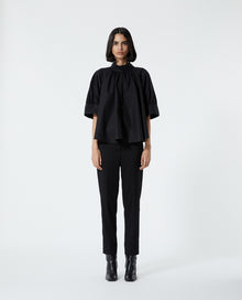 Cotton Shirt With High Neck | Women | Black