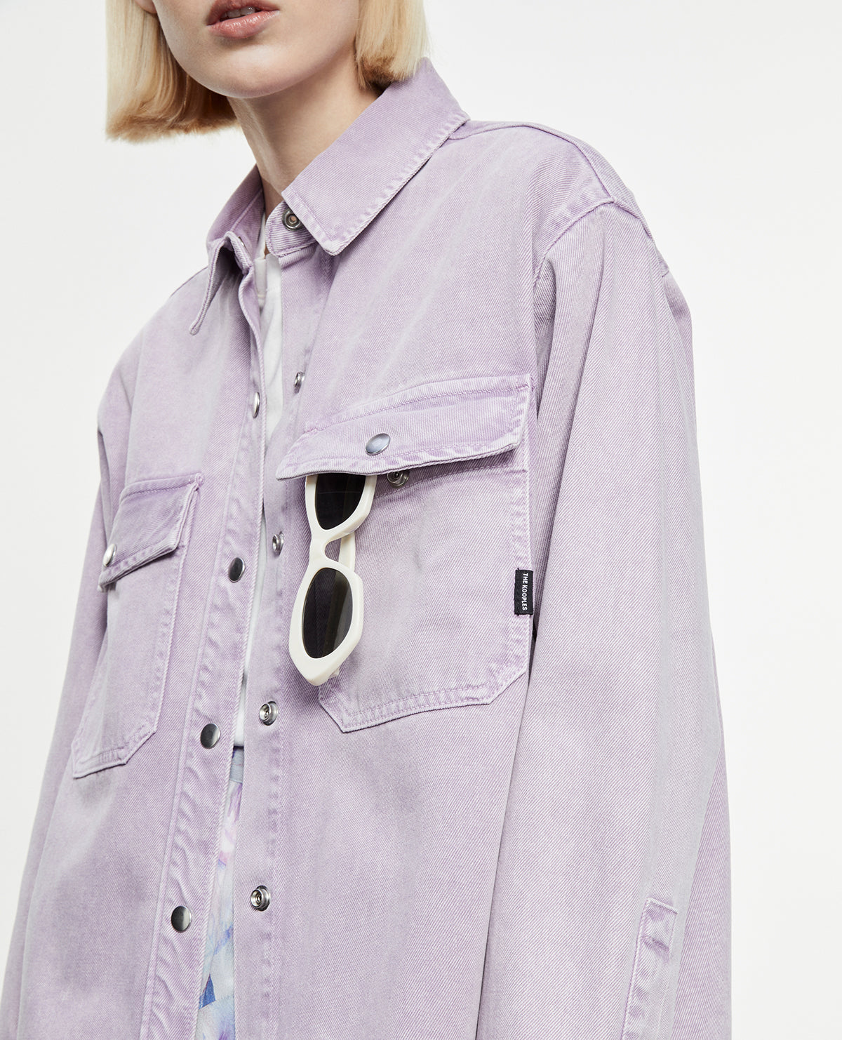 Roomy Denim Shirt With Pockets | Women | Light Purple