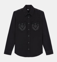 Shirt With Stud Details | Women | Black Washed