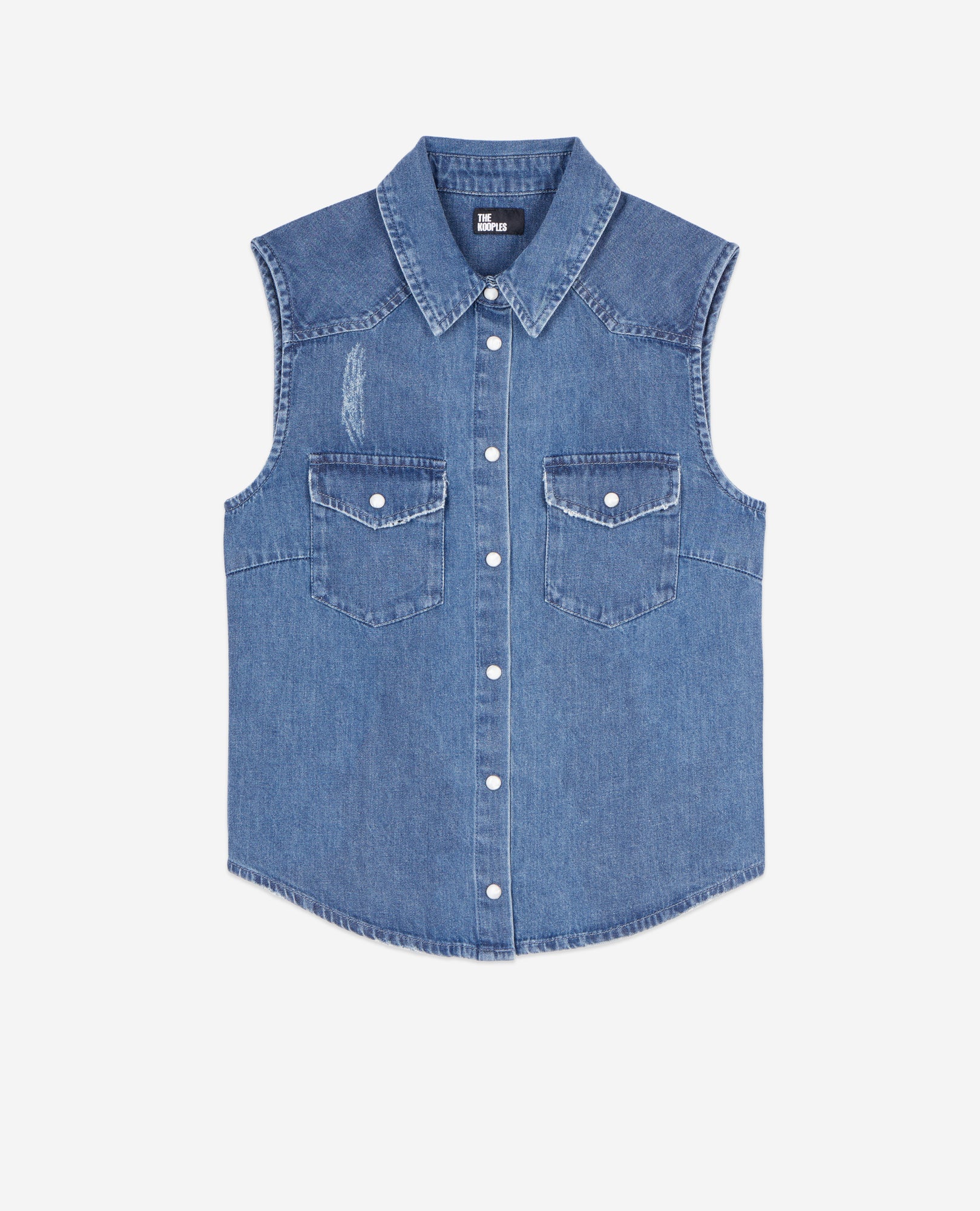 Sleeveless Blue Denim Shirt | Women | Rapiece