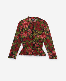 Floral Print Dress Shirt | Women | Black x Red