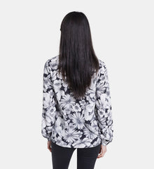 Floral Silk Shirt | Women | Black x White