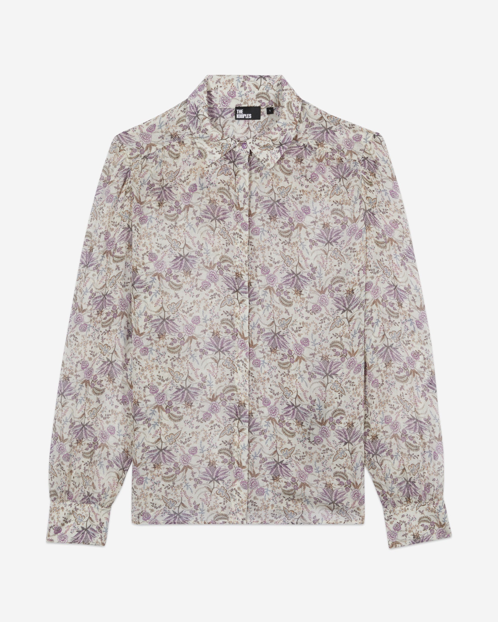 Lilac Floral Print Long Sleeve Shirt | Women | Ecru x Mauve Chalk