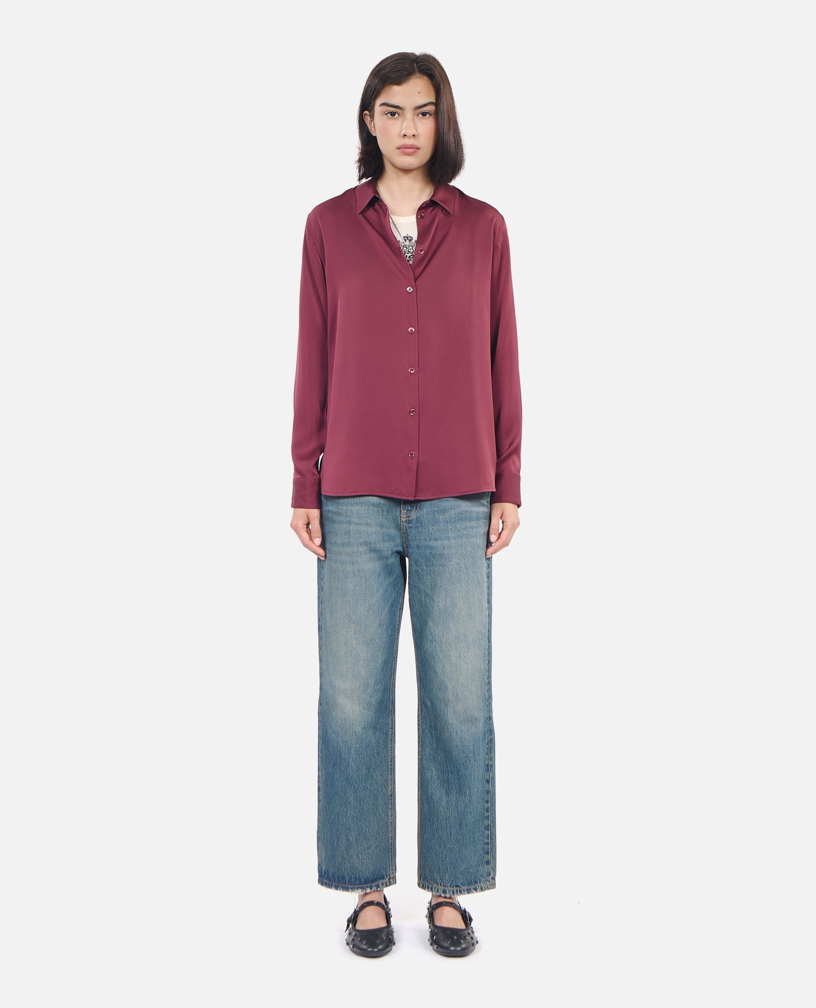 Silk Shirt | Women | Burgundy