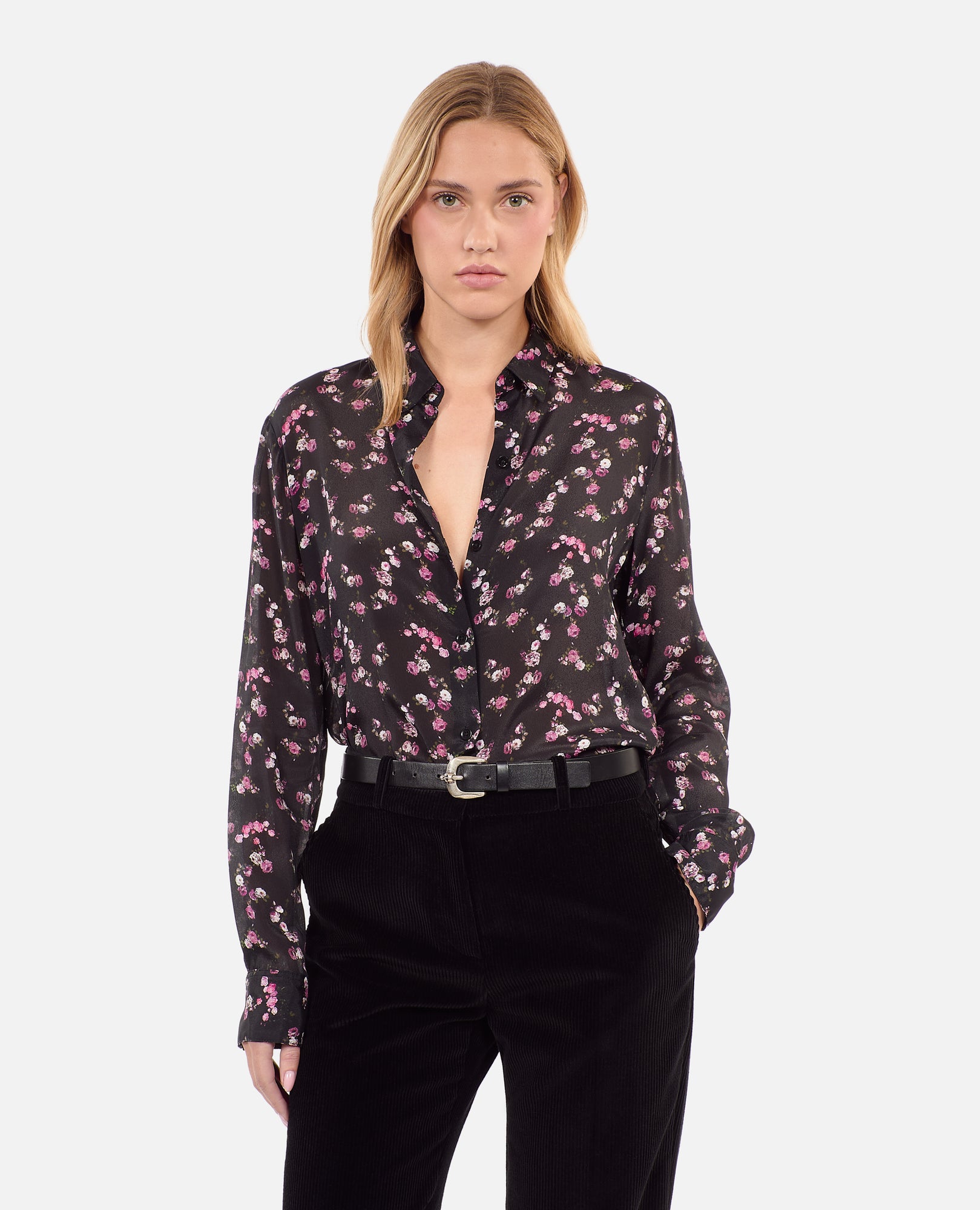 Floral Print Shirt | Women | Black