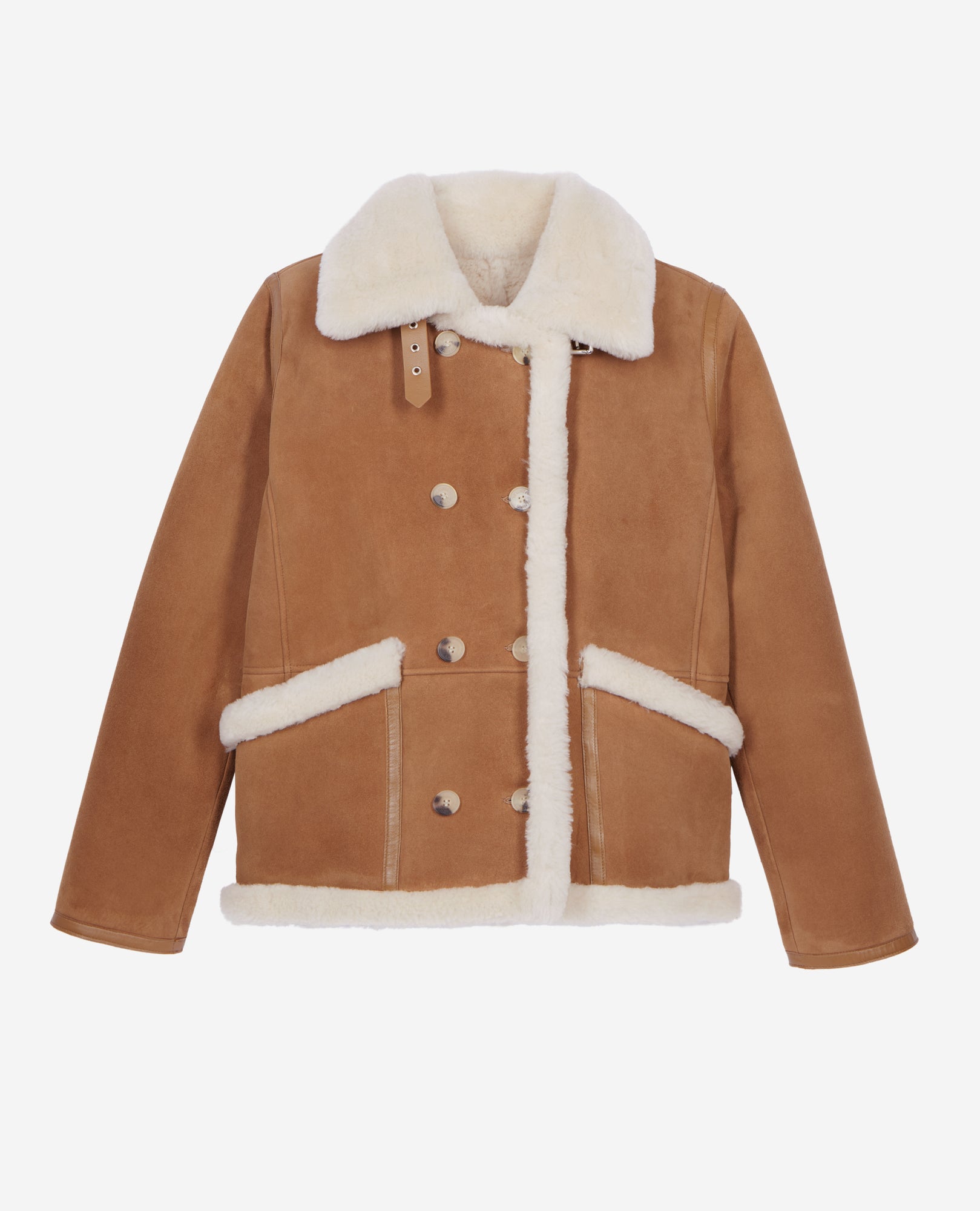 Short Shearling Coat | Women | Brown x Beige