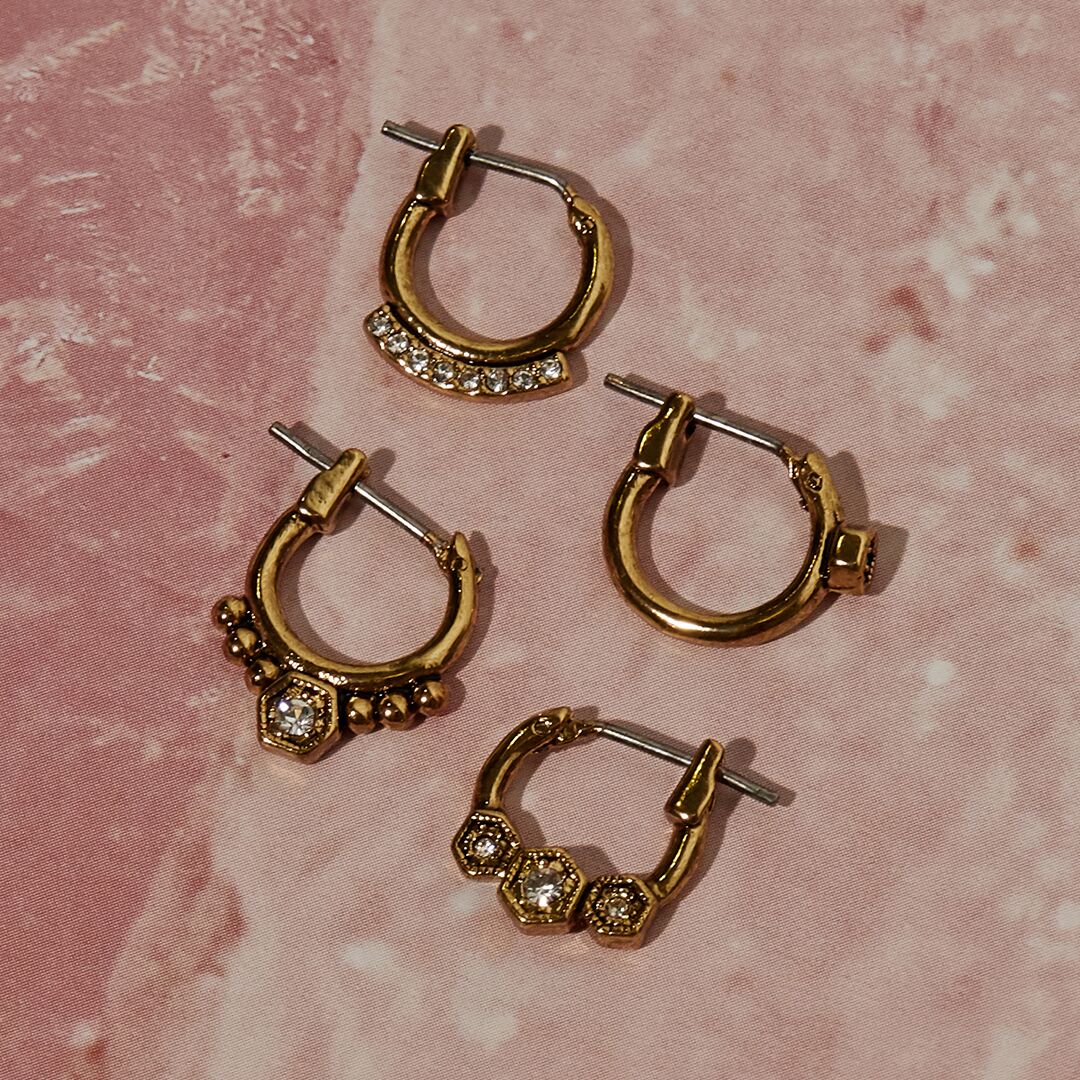 Full Bloom Hoop Earring Set | Gold