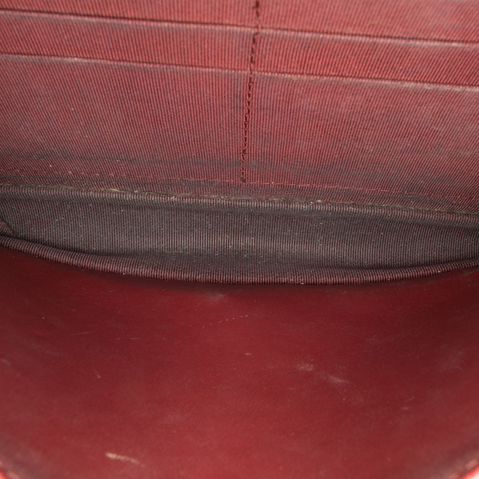 Chanel | Pre-Owned Quilted Aged Calfskin Gabrielle Wallet on Chain | Red/Bordeau