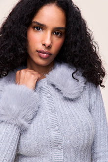 Womens | Heart Pointelle Knit Cardigan | Heather Grey