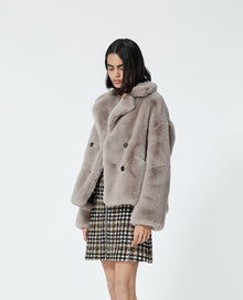 Cropped Gray Faux Fur Coat | Women | Grey