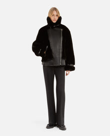 Fur-Effect Aviator Jacket | Women | Black