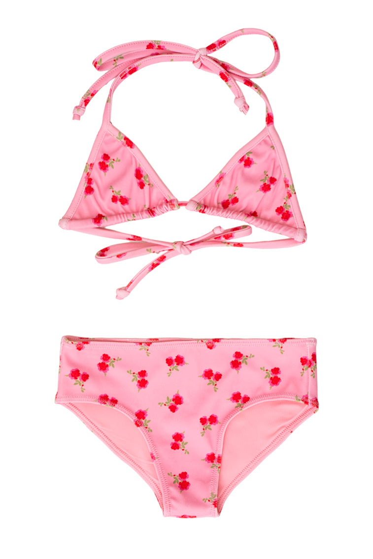 Girls Printed Finnie Bikini Swim Set | Cherry Pink