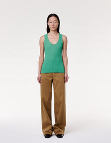 Another Tomorrow Fitted Tank Knit in Kelly Green – Viscose Women's Knitwear