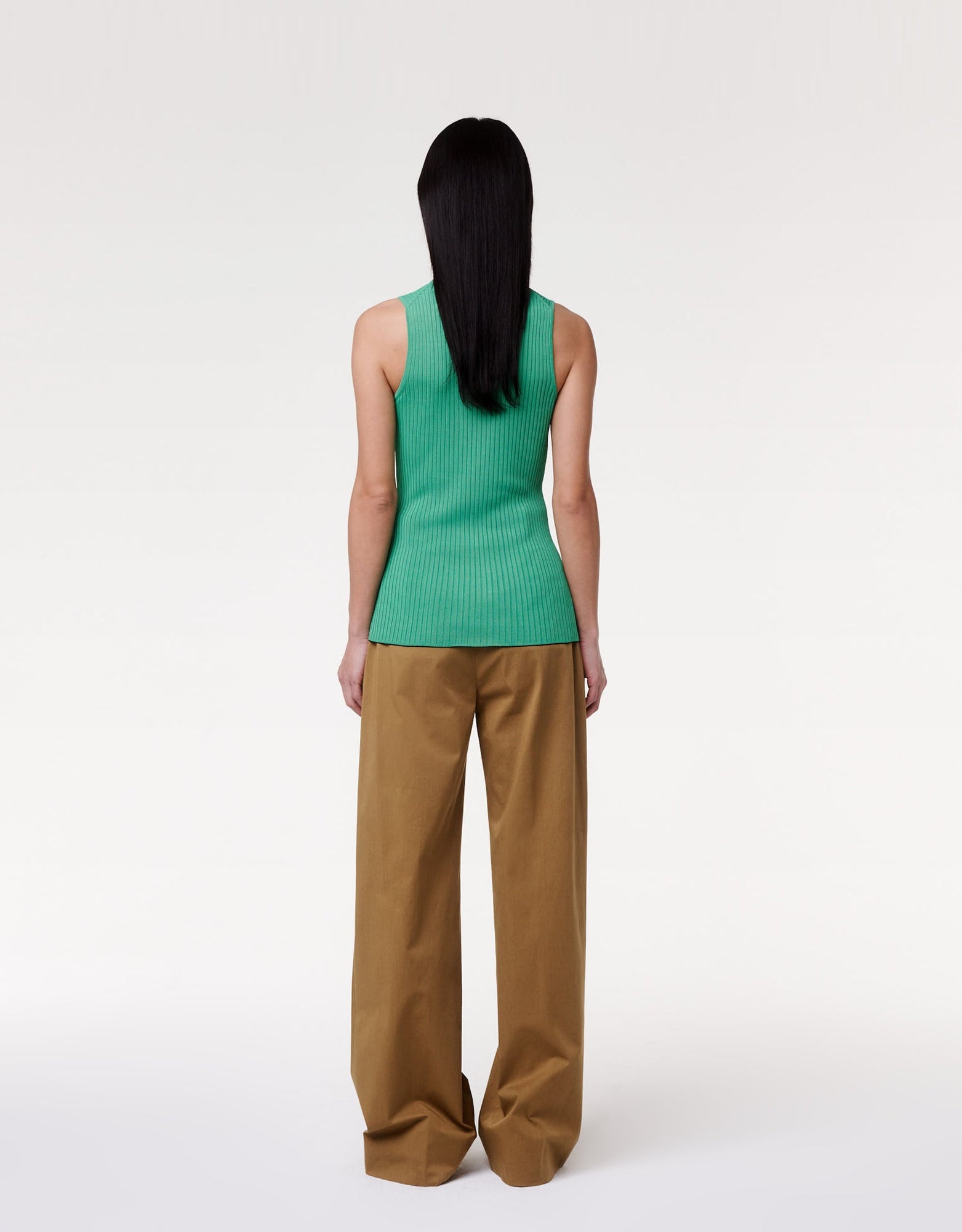 Another Tomorrow Fitted Tank Knit in Kelly Green – Viscose Women's Knitwear