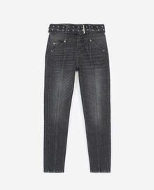 Faded Jeans With Visible Button | Women | Black Washed